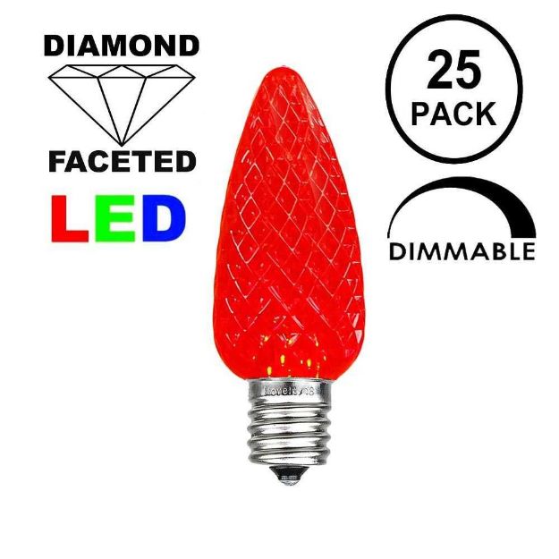 Red C9 LED Replacement Bulbs 25 Pack 