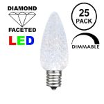 25 Light String Set with Pure White LED C9 Bulbs on Black Wire