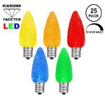 25 Light String Set with Multi Colored LED C9 Bulbs on Brown Wire