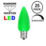 25 Light String Set with Green LED C9 Bulbs on Black Wire