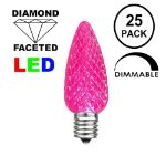 25 Light String Set with Pink LED C9 Bulbs on Green Wire