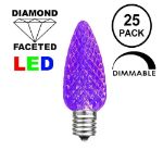 25 Light String Set with Purple LED C9 Bulbs on Green Wire
