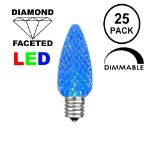 25 Light String Set with Blue LED C7 Bulbs on White Wire