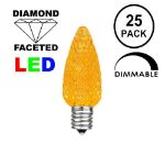 25 Light String Set with Amber/Orange LED C7 Bulbs on Brown Wire