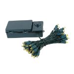 50 LED Battery Operated Lights Yellow on Green Wire