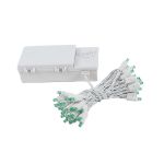 50 LED Battery Operated Lights Green on White Wire