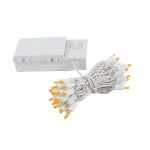 50 LED Battery Operated Lights Amber on White Wire