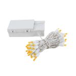 50 LED Battery Operated Lights Amber on White Wire