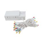 50 LED Battery Operated Lights Multi on White Wire