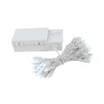 50 LED Battery Operated Lights Pure White on White Wire