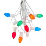 25 Light String Set with Multi Ceramic C7 Bulbs on White Wire