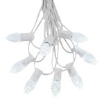 25 Light String Set with Pure White LED C7 Bulbs on White Wire