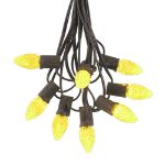 25 Light String Set with Yellow LED C7 Bulbs on Brown Wire