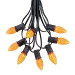 25 Light String Set with Amber/Orange LED C7 Bulbs on Black Wire