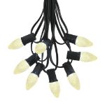 25 Light String Set with Warm White LED C7 Bulbs on Black Wire