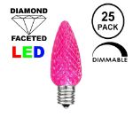 25 Light String Set with Pink LED C7 Bulbs on Brown Wire