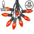 C9 25 Light String Set with Orange Bulbs on Black Wire