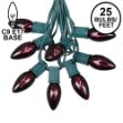 25 Twinkling C9 Christmas Light Set - Black Light Very Dark Purple - Green Wire