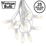 25 Light String Set with White Ceramic C7 Bulbs on White Wire