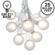 25 G50 Globe Light String Set with Frosted Bulbs on White Wire