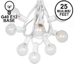 25 G40 Globe String Light Set with Clear Bulbs on White Wire