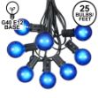 25 G40 Globe String Light Set with Blue Satin Bulbs on Black Wire