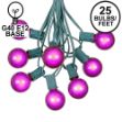 25 G40 Globe String Light Set with Purple Satin Bulbs on Green Wire