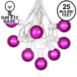 25 G40 Globe String Light Set with Purple Satin Bulbs on White Wire