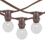 25 Clear G30 Commercial Grade Candelabra Base Light Set - Brown Wire