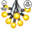 25 G50 Globe Light String Set with Yellow Bulbs on Black Wire