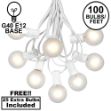 100 G40 Globe String Light Set with Frosted White Bulbs on White Wire