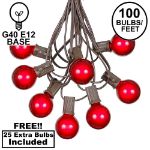 100 G40 Globe String Light Set with Red Bulbs on Brown Wire