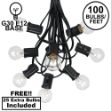 100 G30 Globe String Light Set with Clear Bulbs on Black Wire