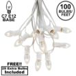 100 C7 String Light Set with Clear Bulbs on White Wire