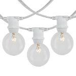 25 Clear G50 Commercial Grade Intermediate Base Light Set - White Wire
