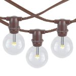 100 Warm White LED G40 Commercial Grade Candelabra Base Light Set - Brown Wire