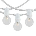 100 Clear G30 Commercial Grade Candelabra Base Light Set - White Wire
