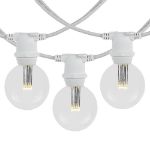 80 Warm White LED G50 Commercial Grade Intermediate Base Light Set - White Wire