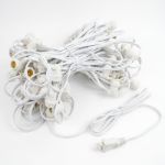 80 Warm White LED G50 Commercial Grade Intermediate Base Light Set - White Wire