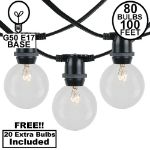 80 Clear G50 Commercial Grade Intermediate Base Light Set