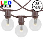 25 Warm White LED G50 Commercial Grade Intermediate Base Light Set - Brown Wire