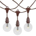 25 Warm White G50 LED Suspended Commercial Grade Intermediate Base Light Set - Brown Wire