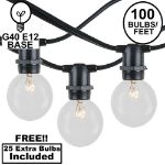 100 Clear G40 Commercial Grade Candelabra Base Light Set
