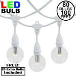 80 Warm White G50 LED Suspended Commercial Grade Intermediate Base Light Set - White Wire