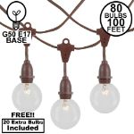 80 Clear G50 Suspended Commercial Grade Intermediate Base Light Set - Brown Wire