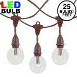25 Warm White G50 LED Suspended Commercial Grade Intermediate Base Light Set - Brown Wire
