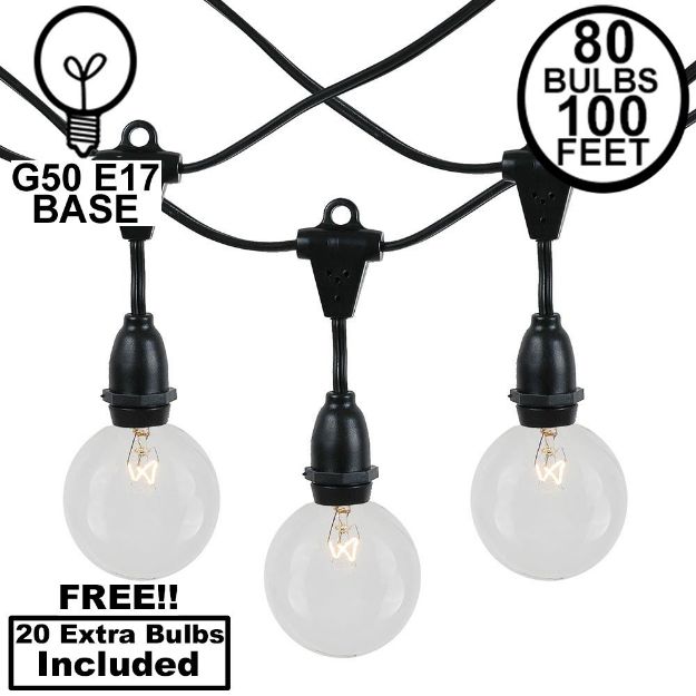 80 Clear G50 Suspended Commercial Grade Intermediate Base Light Set