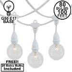 80 Clear G50 Suspended Commercial Grade Intermediate Base Light Set - White Wire