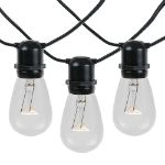 25 Clear S14 Commercial Grade Light String Set on 37.5' of Black Wire 