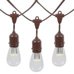 25 LED S14 Warm White Commercial Grade Suspended Light String Set on 37.5' of Brown Wire 